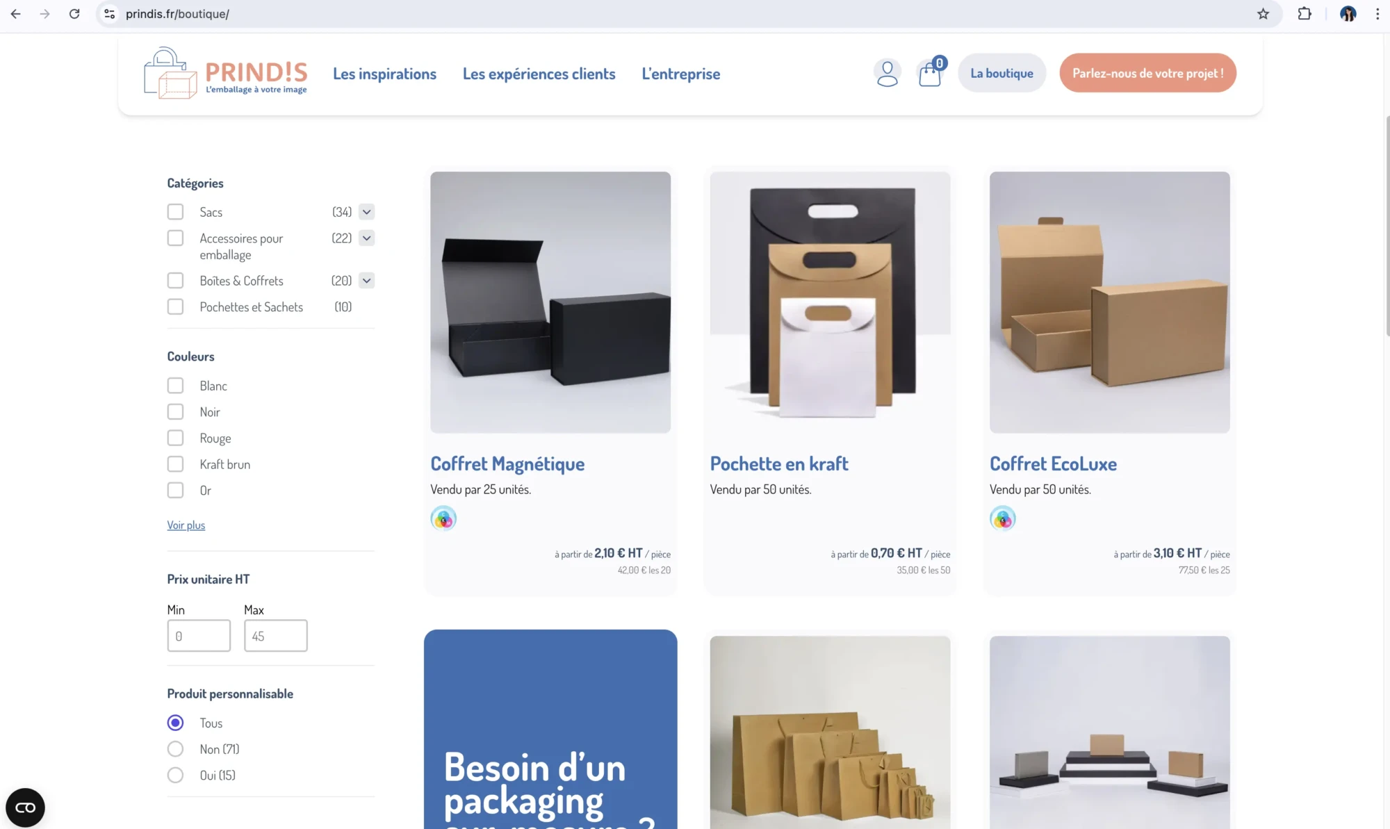 Exemple d'un site Marchand WordPress - Prindis.fr
