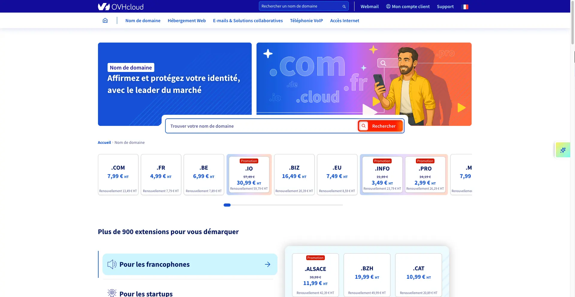 OVHCloud : solution d'achat de nom de domaine